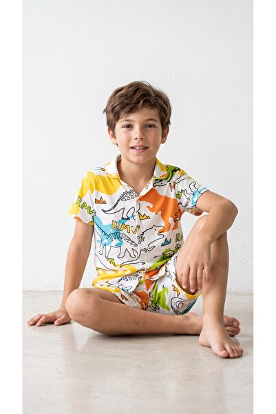 DANBİ Boy's 4,5,6,7,8,9,10,11 Years Old Summer Pajama Set 30/1 Single Jersey ...