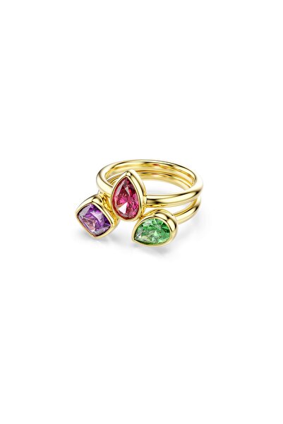 Swarovski Imber Kokteyl Yüzüğü, Set (2), Karışık kesim, Çok renkli, 18k altın...