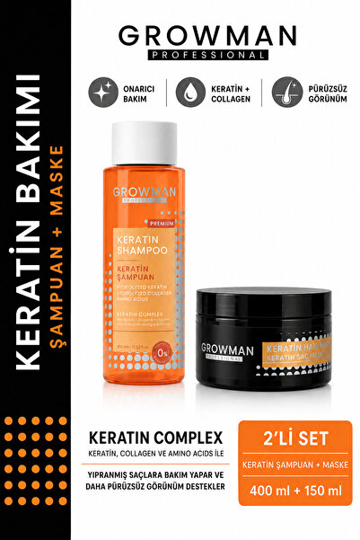 Profesyonel Keratin Saç Seti – Şampuan & Düzleştirici Maske ile Düz ve Canlı Saçlar