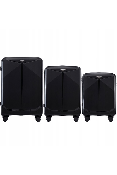 WINGS BRAND Set de 3 valize din polipropilenă COCKATIEL, negre