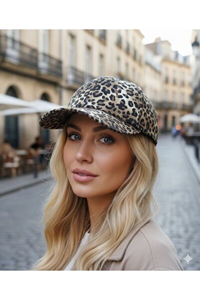 Axesoire 19017 Vizon Leopar Desenli Kadın Kep Şapka Ayarlanabilir Baseball Cap Günlük Spor Şapka