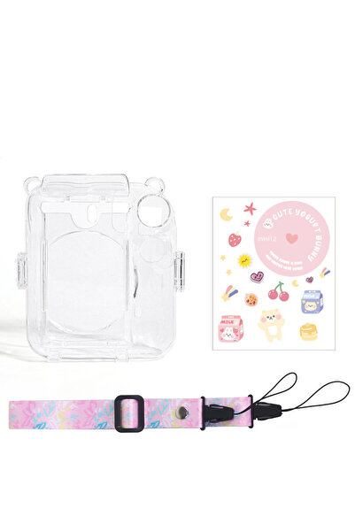 Choice1 pink set Camera Bag For Fujifilm Instax Mini 12 Case Transparent Phot...