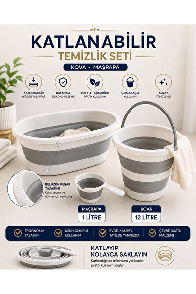 Zuu Baby 3'lü Set Katlanır Çamaşır Sepeti - Katlanabilir Akordiyon Su Kovası ...