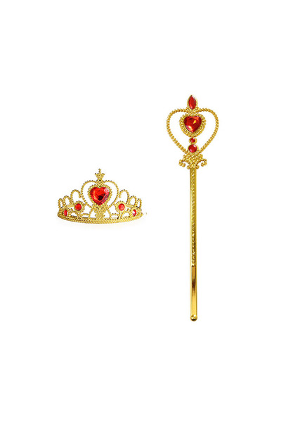 Choice GoldRed17 Kids Rhinestone Tiara Crown and Magic Wand with Glitter Crys...