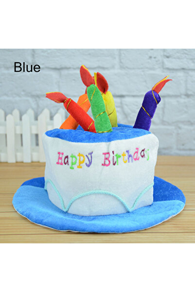 Choice Blue Happy Birthday Cake Hat With Candle Headband Party Photo Props Ad...