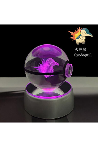 Choice24 5cm with Base Cyndaquil Pokemon 3D Crystal Ball Pikachu Gengar Eevee...
