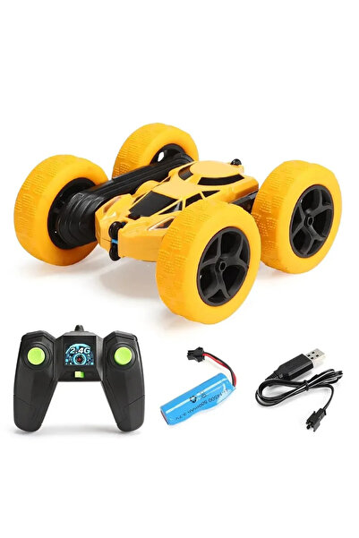 Choice Yellow Rc Stunt Car Kids Double Sided Flip Remote Control Cars 2.4G Hi...