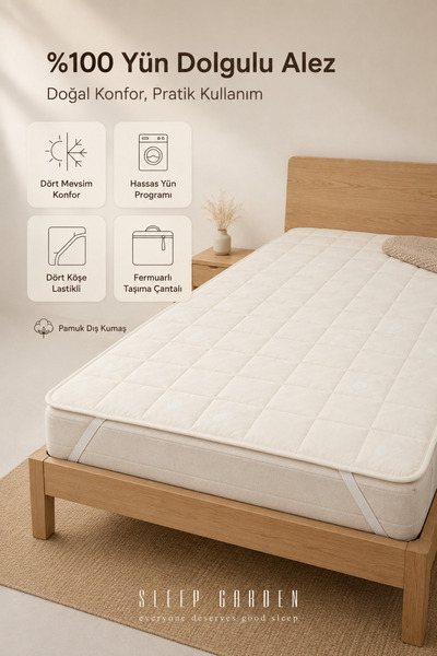 Sleep Garden Μάλλινο στρώμα με ελαστική τσάντα