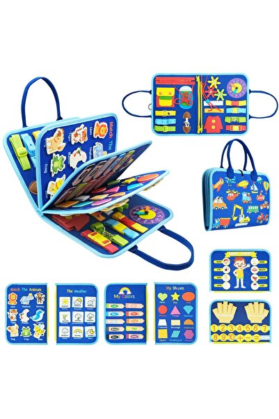 Choice Blue Montessori Busy Board Educational Learning Sensory Busy Book Todd...