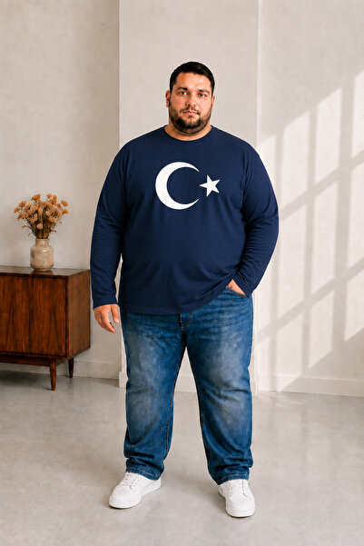 sngl tekstil Tricou cu mânecă lungă pentru bărbați, mărime mare, cu imprimeu ...