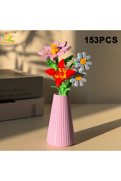 Choice7 NO.7-3 HUIQIBAO MOC Eternal Flower Bouquet with pot Micro Building Bl...