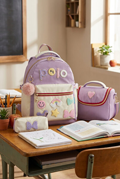 Mypolo 2055 Triple Set Girls' Primary School Middle School Bag Backpack Schoo...