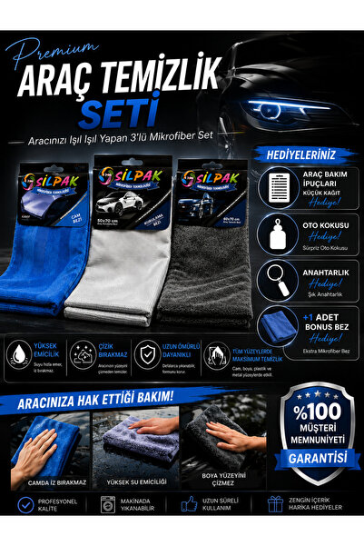 Genel Markalar Silpak Premium Araç Temizlik Seti 4'lü | Mikrofiber Kurulama, ...