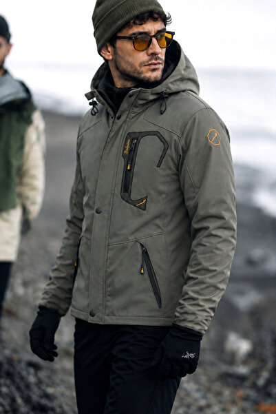 Delpino Su Ve Rüzgar Geçirmez Kürklü Softshell Erkek Mont