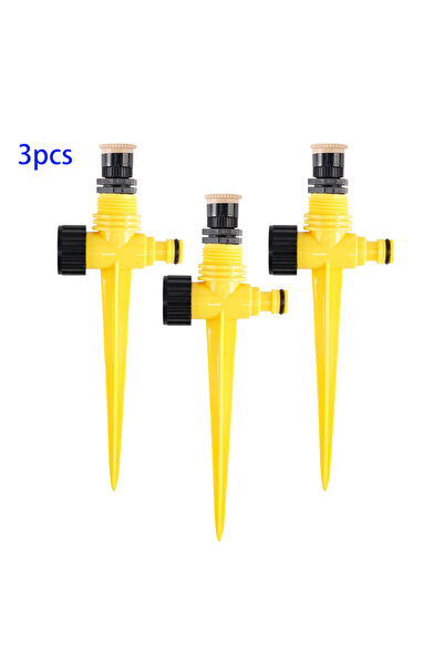 Choice 3pcs Yellow Garden Sprinkler 360° Rotation Irrigation Watering System ...