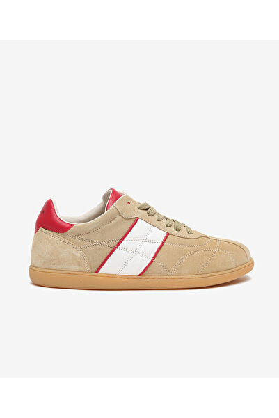 Greyder Erkek Bej Kırmızı Hakiki Deri Sneaker Ayakkabı 6Y1SA18960