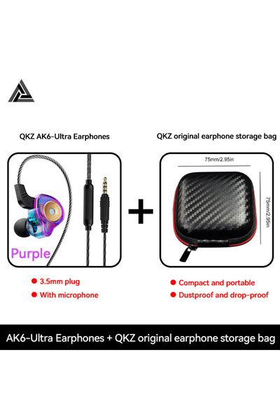 choice2 Purple With Bag QKZ AK6-Ultra In-ear Earphone Professional Dynamic Dr...