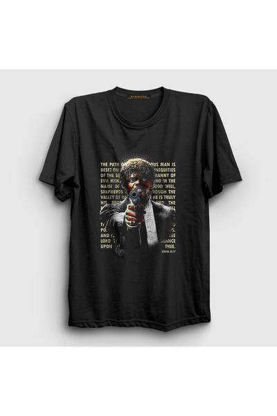 Presmono Unisex crni Ezekiel film Pulp Fiction T-shirt 249050tt