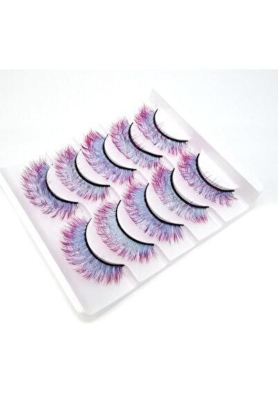 Choice 14mm 0.10mm D BLACK 5 Pairs of Color Gradient 3D False Eyelashes, Natu...