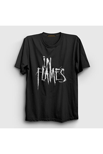 Presmono Unisex Black Logo In Flames T-shirt 83997tt