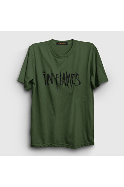 Presmono Unisex Khaki Logo V2 In Flames T-shirt 84390tt