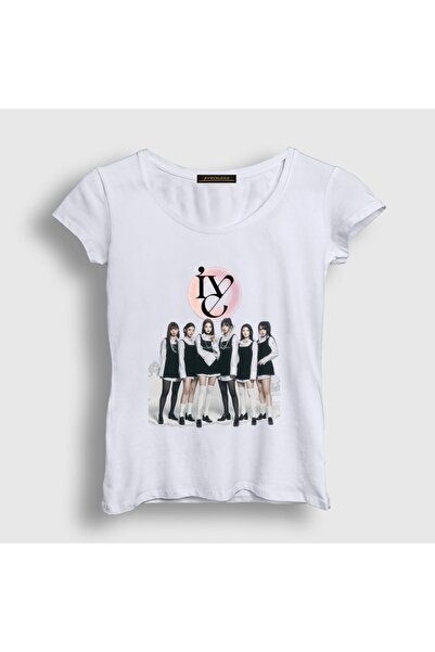 Presmono Women's White Poster K-Pop Ive T-Shirt 613810Tt