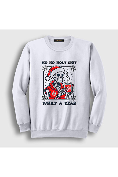 Presmono Hanorac unisex alb What A Year de Anul Nou Crăciun 580151tt