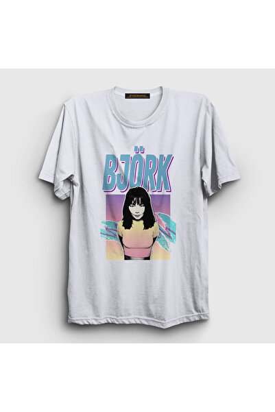 Presmono Unisex White Music Björk T-Shirt 512488 Tt