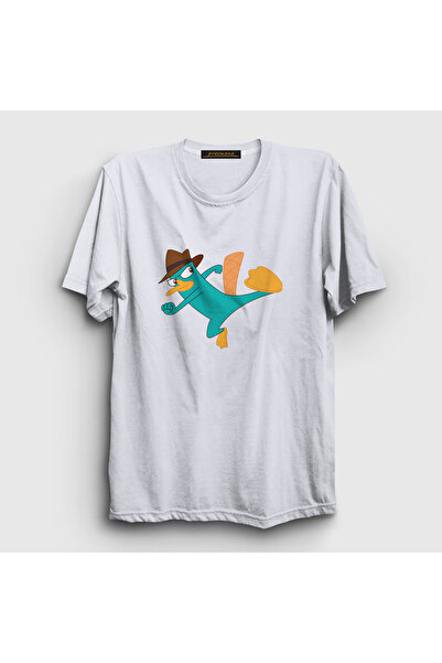 Presmono Unisex White Kick-Em-Down Perry T-Shirt 440231Tt
