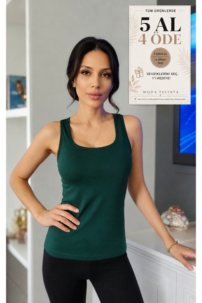moda felinya Women's Strappy Square Neck Emerald Green Bodysuit