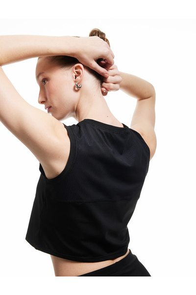 Koton Crew Neck Sleeveless Fabric Detailed Crop Athlete's Tank Top