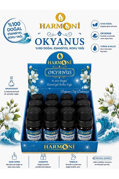 HARMONİ OKYANUS Esansiyel Uçucu Koku 10ML 12'li Stant Difüzör Esansı Buhurdan...