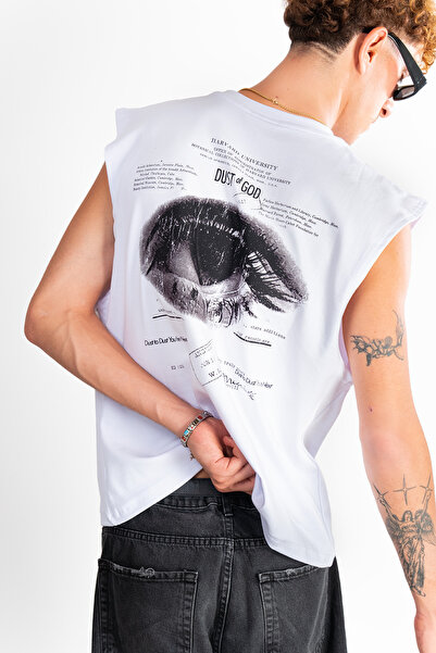 Sekizbiraltı Dust of God Sırt Baskılı Beyaz Sıfır Kol Tshirt