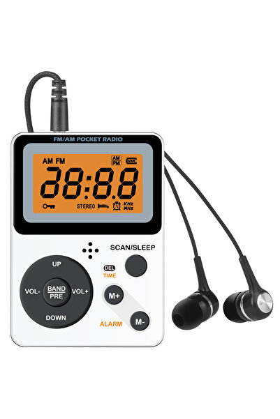 Choice WHITE Pocket Radio AM FM Battery Operated, Excellent Reception, Headph...