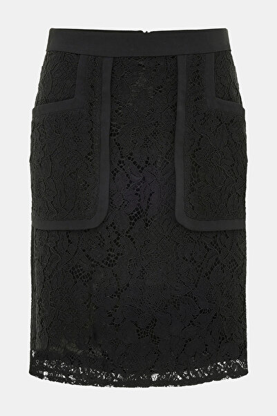 W Collection SİYAH MİNİ DANTELLİ FERMUARLI ETEK