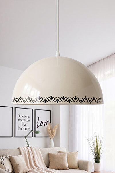 Marrien Luna Tulip Tekli Krem Metal Sarkıt (30 cm) Salon, Mutfak & Cafe için ...