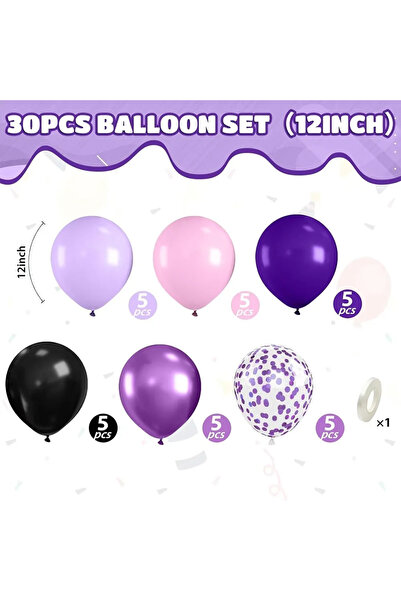 Choice O 12INCH HG9126 30pcs Dark Purple Pink Black Balloons 12inch Dark Meta...