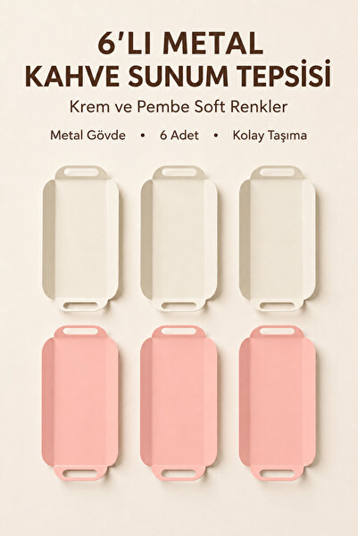 hemlife 6'LI Modern Kulplu Metal Kahve Sunum Tepsisi – Dikdörtgen Minimalist ...