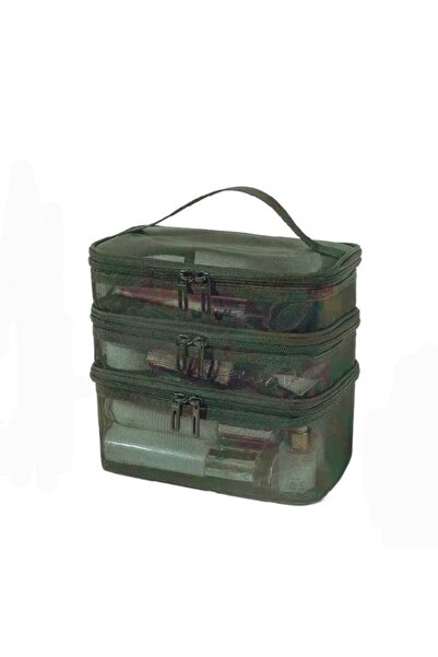 Choice green-3 layer 2/3 Layer Portable Transparent Mesh Travel Bag Large Cap...
