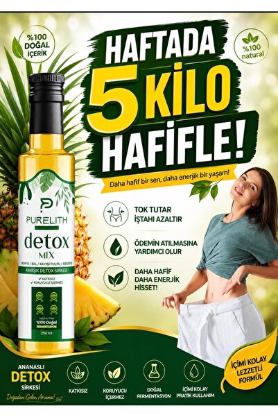Purelith Zayıflama.Detox Sirkesi Doğal Fermantasyon, %100 Doğal, Katkısız, 25...