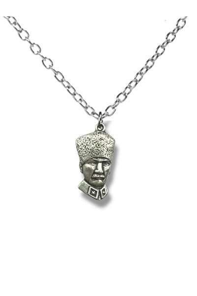 Herşey Nota Silver Color Unisex Necklace with Mustafa Kemal Atatürk Silhouett...