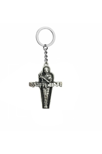 Herşey Nota Iron Maiden Mummy Figured Metal Keychain – Rock & Metal Style Acc...