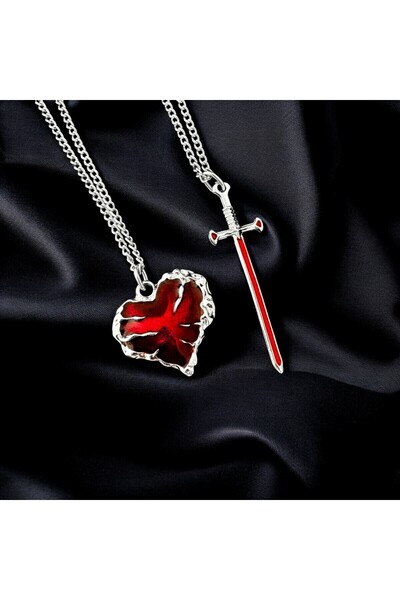 shop The Power Of Our Love Kılıç Kalp 2'li Çift Kolyesi Arkadaşlık Sevgili Kolyesi