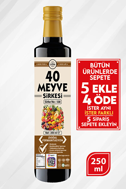 Luga 40 Meyve Sirkesi - Doğal Fermantasyon, Ananas, Yaban Mersini, Aronya, El...