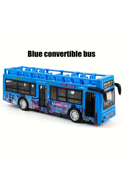 Choice1 blue Children's Police Bus Model with Lights Sound Simulate Inertial ...