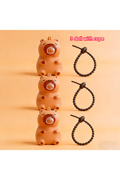Choice1 3 doll with rope Capybara Doll Pinch Pendant Toys Squeeze Spit Bubble...