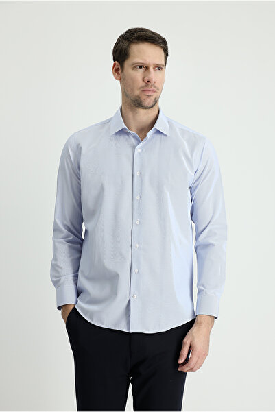 Kiğılı Long Sleeve Slim Fit Slim Fit Striped Cotton Easy-Iron Shirt