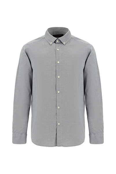 Abdullah Kiğılı Patterned Cotton Sports Shirt - Long Sleeve, Regular Fit