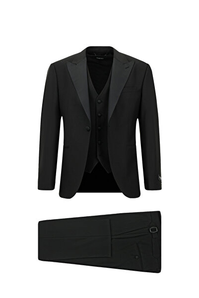 Abdullah Kiğılı 7 Drop Slim Fit Dar Kesim Sivri Yaka Yelekli Yünlü Smokin & D...