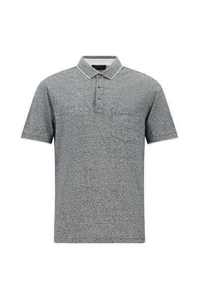 Abdullah Kiğılı Regular Fit Çizgili Merserize Pamuklu Keten Polo Yaka T-shirt